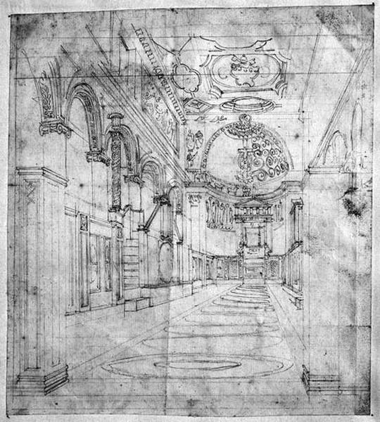 Intérieur de San Clemente ; au verso : Fleurs dans un verre