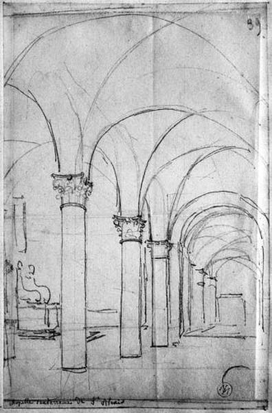 File de colonnes et siège de marbre dans la crypte de sant'alessio