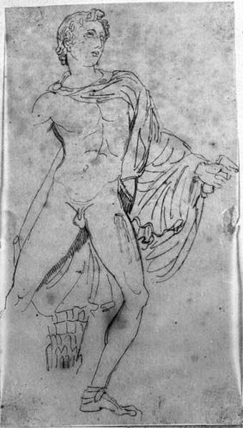 Un des colosses antiques du Quirinal (Vêtu d'une peau de lion et tenant un vase de la main gauche)