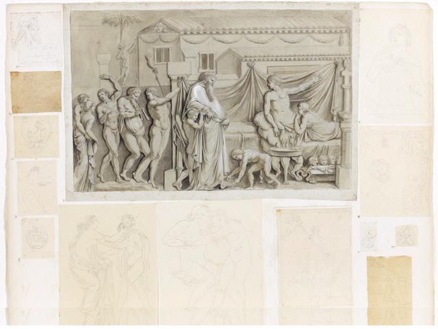 Tête de Dionysos (Dessin à l'encre au verso)