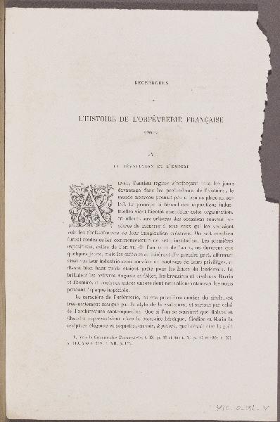L'Histoire de l'Orfèvrerie Française ; Grammaire des Arts du Dessin ; Gazette des Beaux-Arts