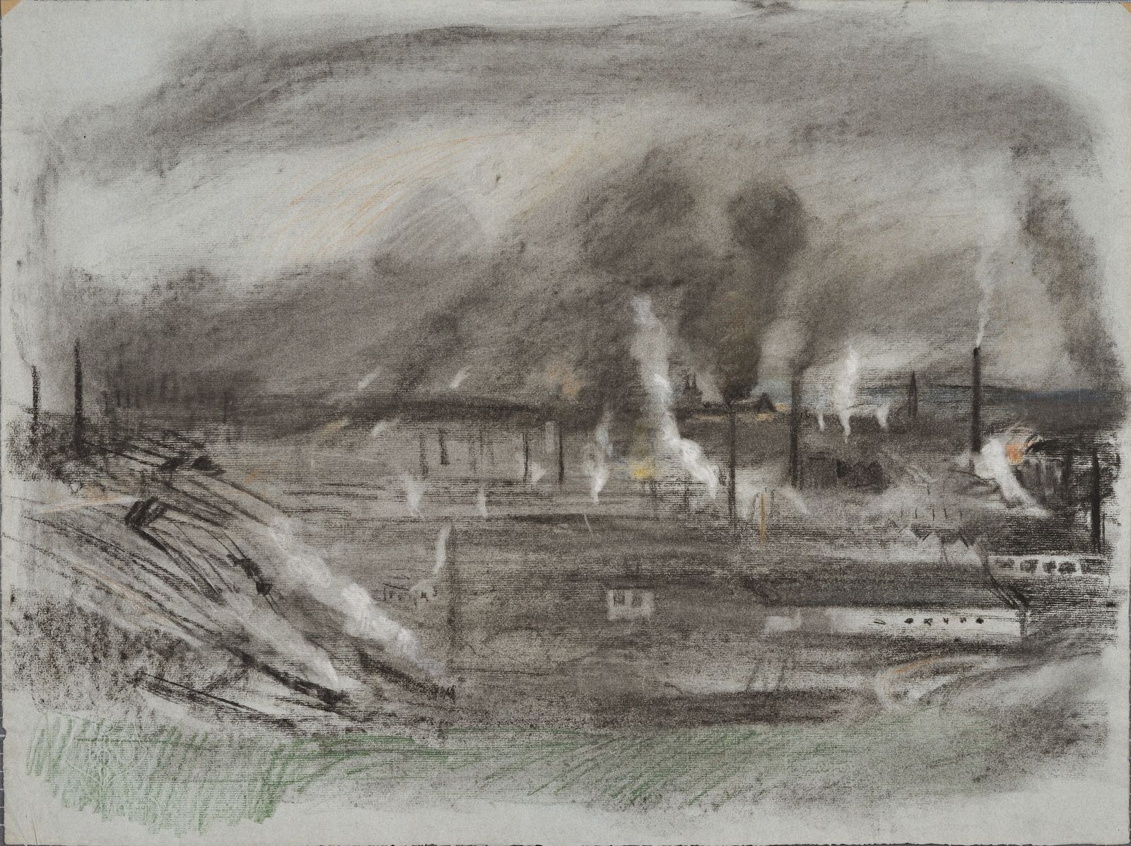 Paysage industriel aux cheminées