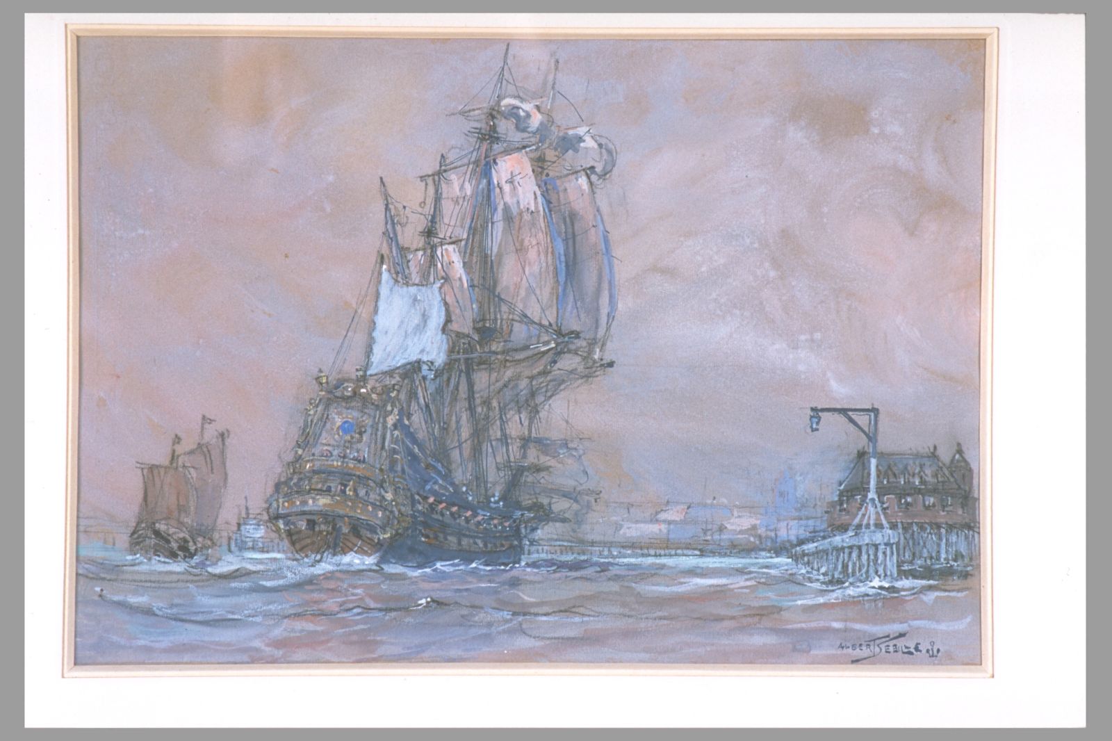 Vaisseau Entreprenant entrant dans le chenal de Dunkerque (titre d'usage)