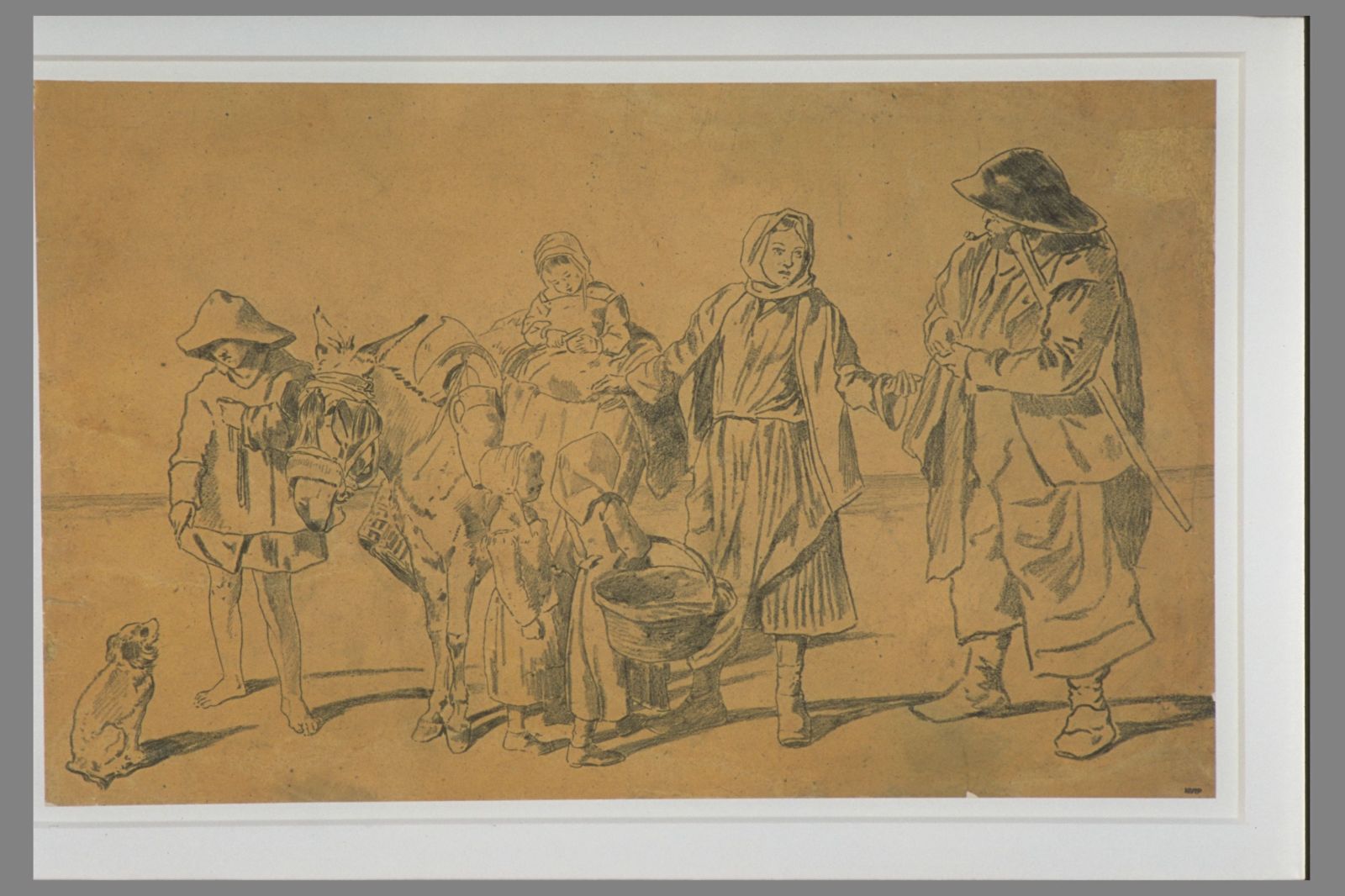 Famille de pêcheurs sur la plage (titre attribué)