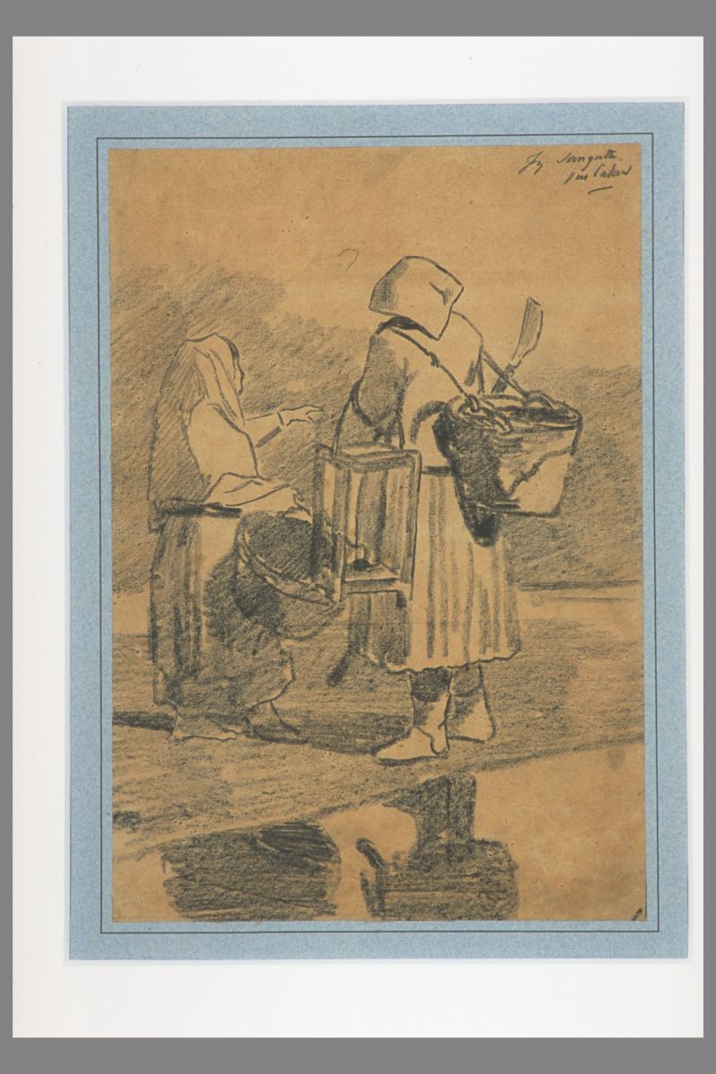 Deux pêcheuses à pied vues de dos (titre attribué)