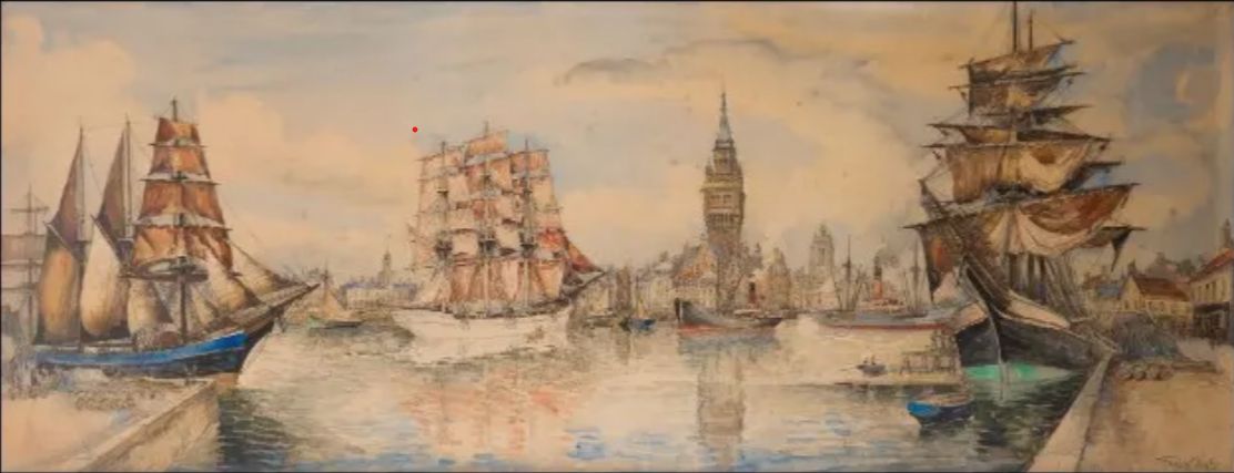 Vue panoramique du port de Dunkerque (titre attribué)