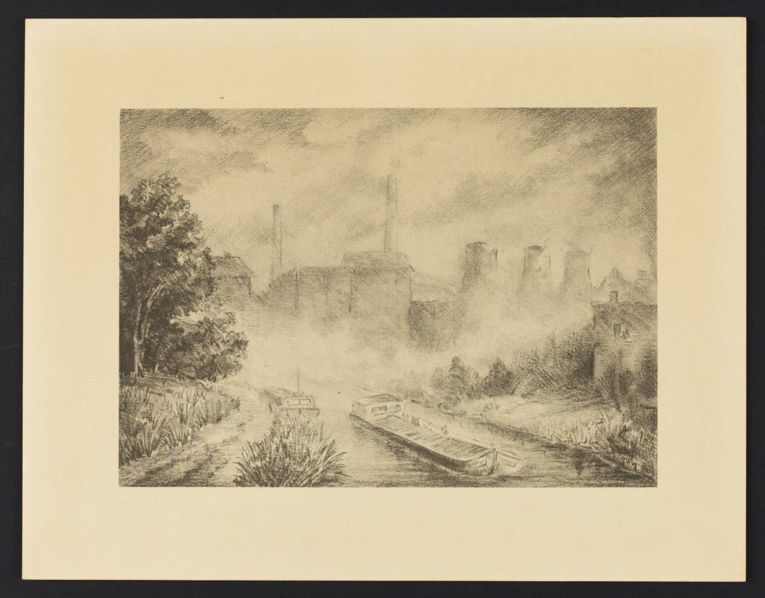 Paysage minier avec des péniches