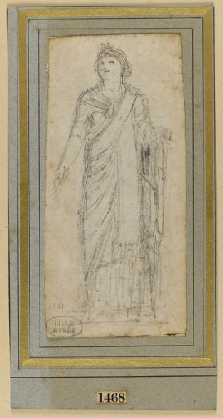 Etude de sculpture féminine antique ; Etude de sculpture féminine antique tenant un rouleau à la main (autre titre) ; Femme style antique (autre titre)