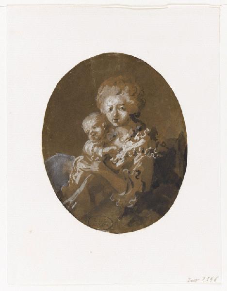 Femme assise tenant un enfant ; Jeune femme assise, en costume du XVIIIe