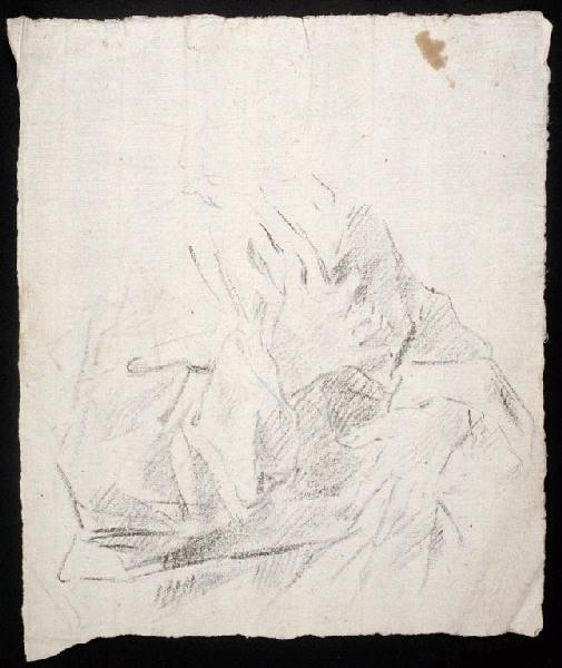 Etude pour un portrait d'homme (recto) ; Groupe de six figures esquissées au pinceau et lavis gris et esquisse d'une figure à la pierre noire (verso)