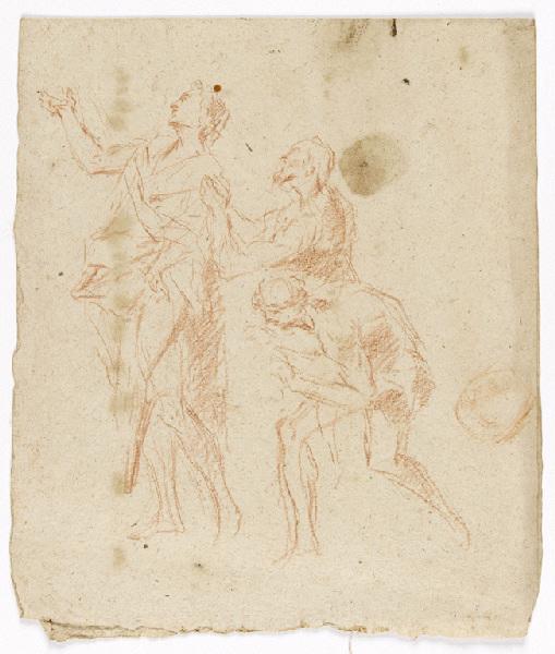 Deux groupes de figures (recto) ; Etude coupée de Christ en croix, dans l'autre sens de la feuille (verso)