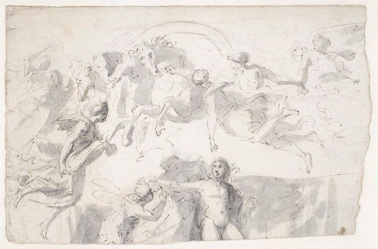 Apollon (?), les chevaux d'Apollon, les Heurest (?)