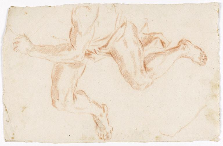 Etude d'homme à terre, les jambes nues