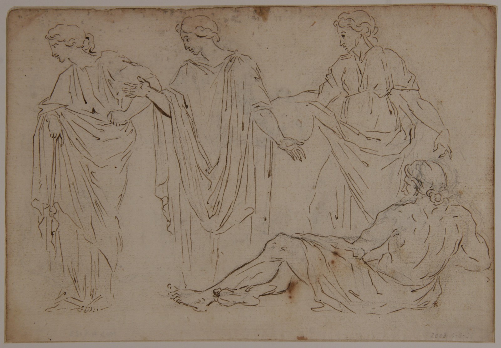 Etude de 4 personnages d'après l'antique (recto); Etude d'animaux (verso)