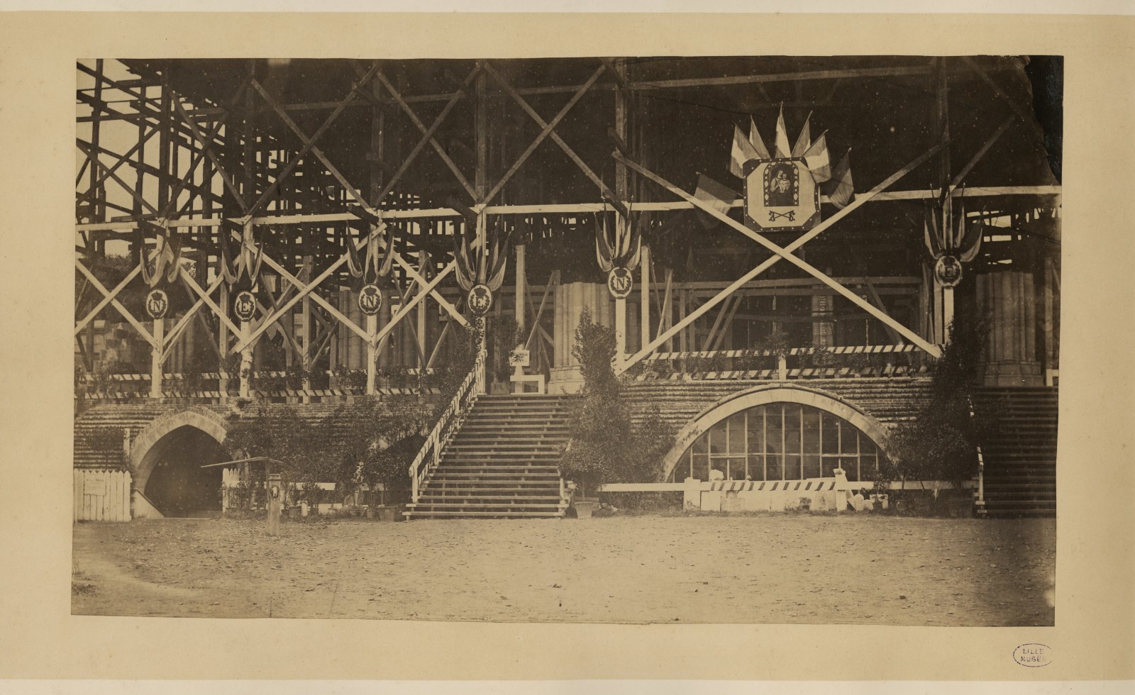 Construction de Notre-Dame de la Treille lors de la visite de Napoléon III