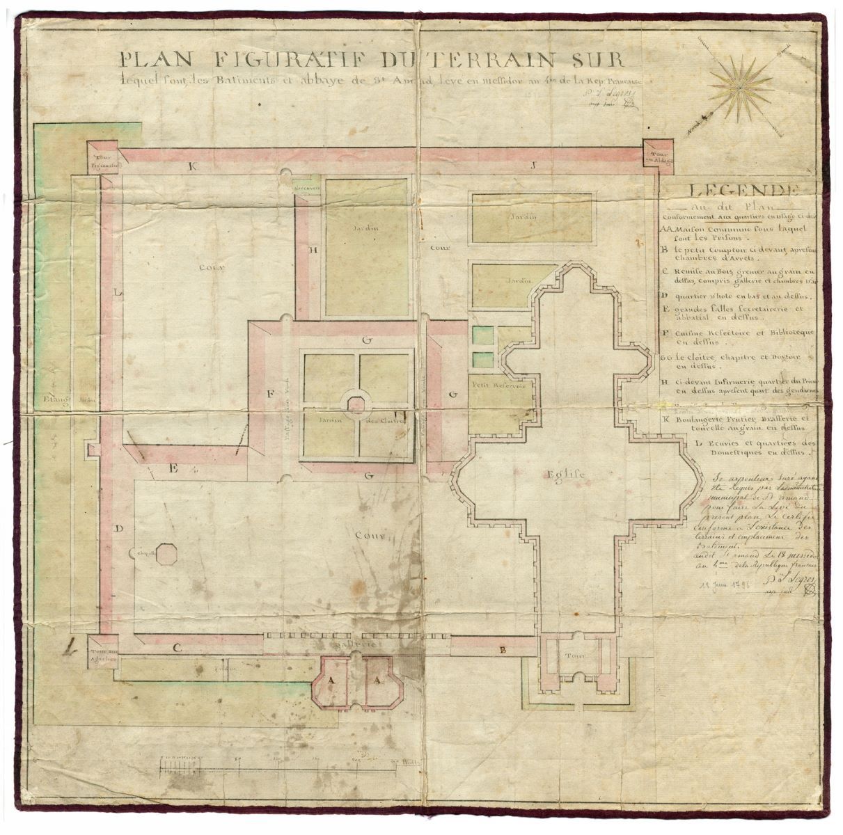 Plan figuratif du terrain sur lequel sont les bâtiments et abbaye de St Amand