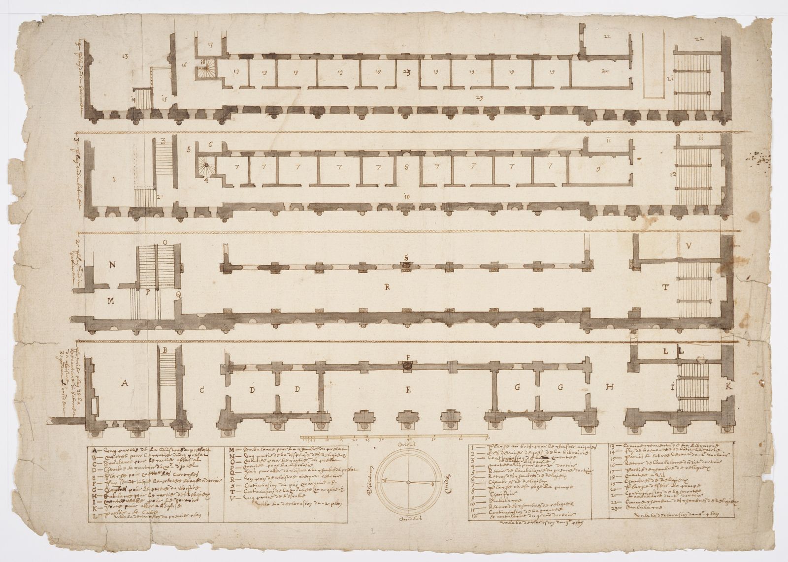 Plan de l’aile ouest du cloitre de l’abbaye de Saint-Amand