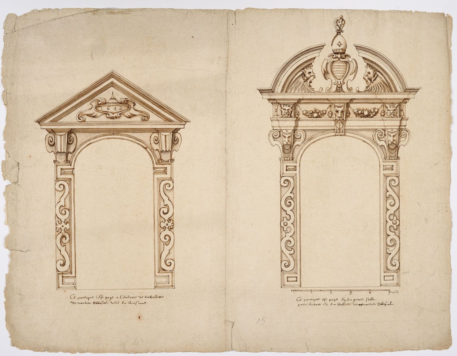 Elévation de deux portiques du cloître de l’abbaye de Saint-Amand