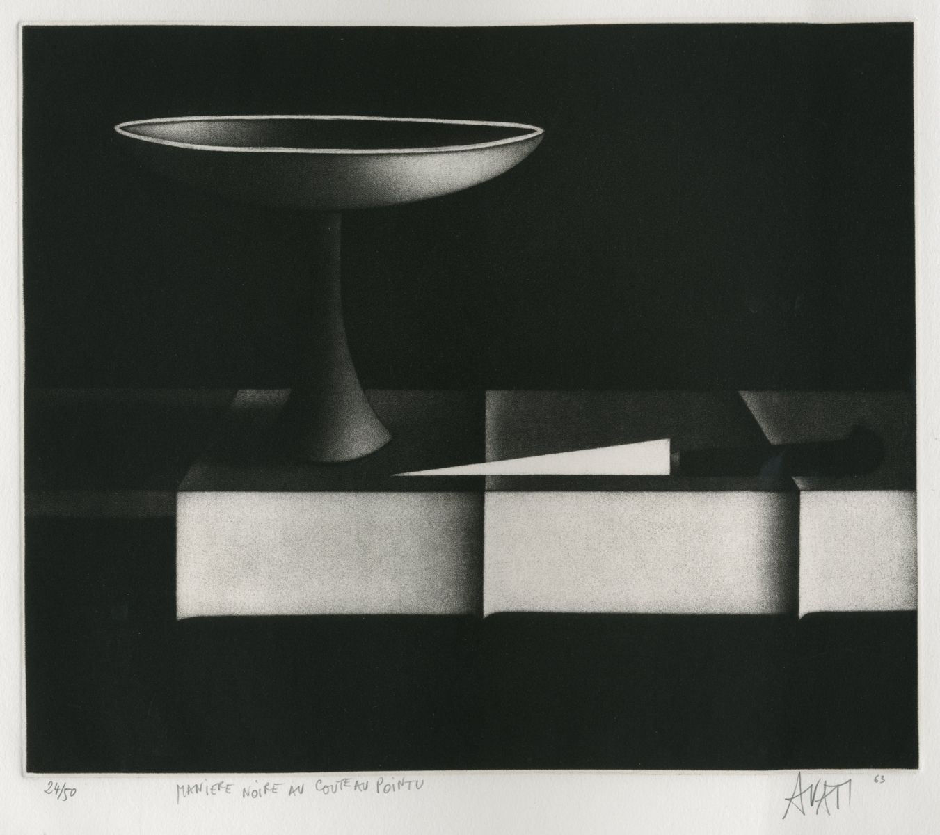 Manière noire au couteau pointu