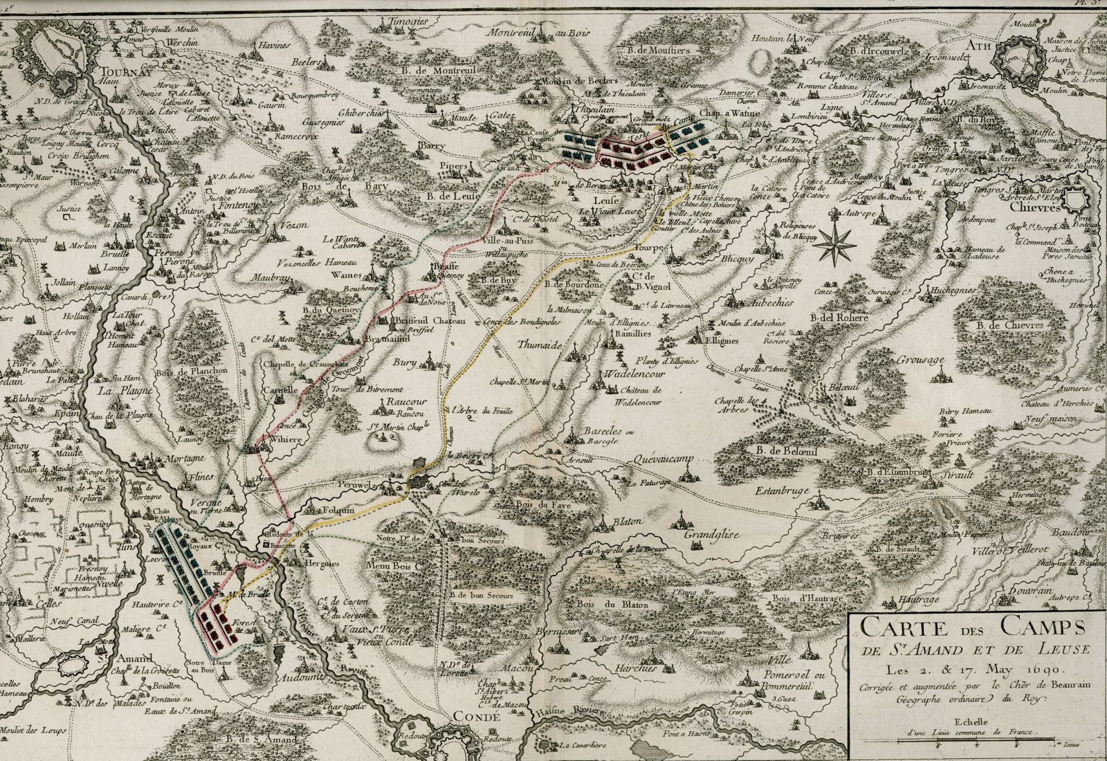 Carte des camps de St Amand et de Leuse