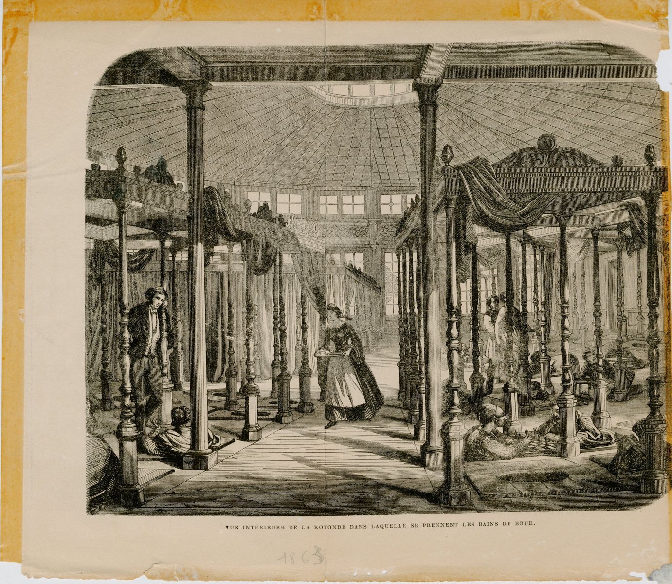 Vue intérieure de la rotonde dans laquelle se prennent les bains de boue