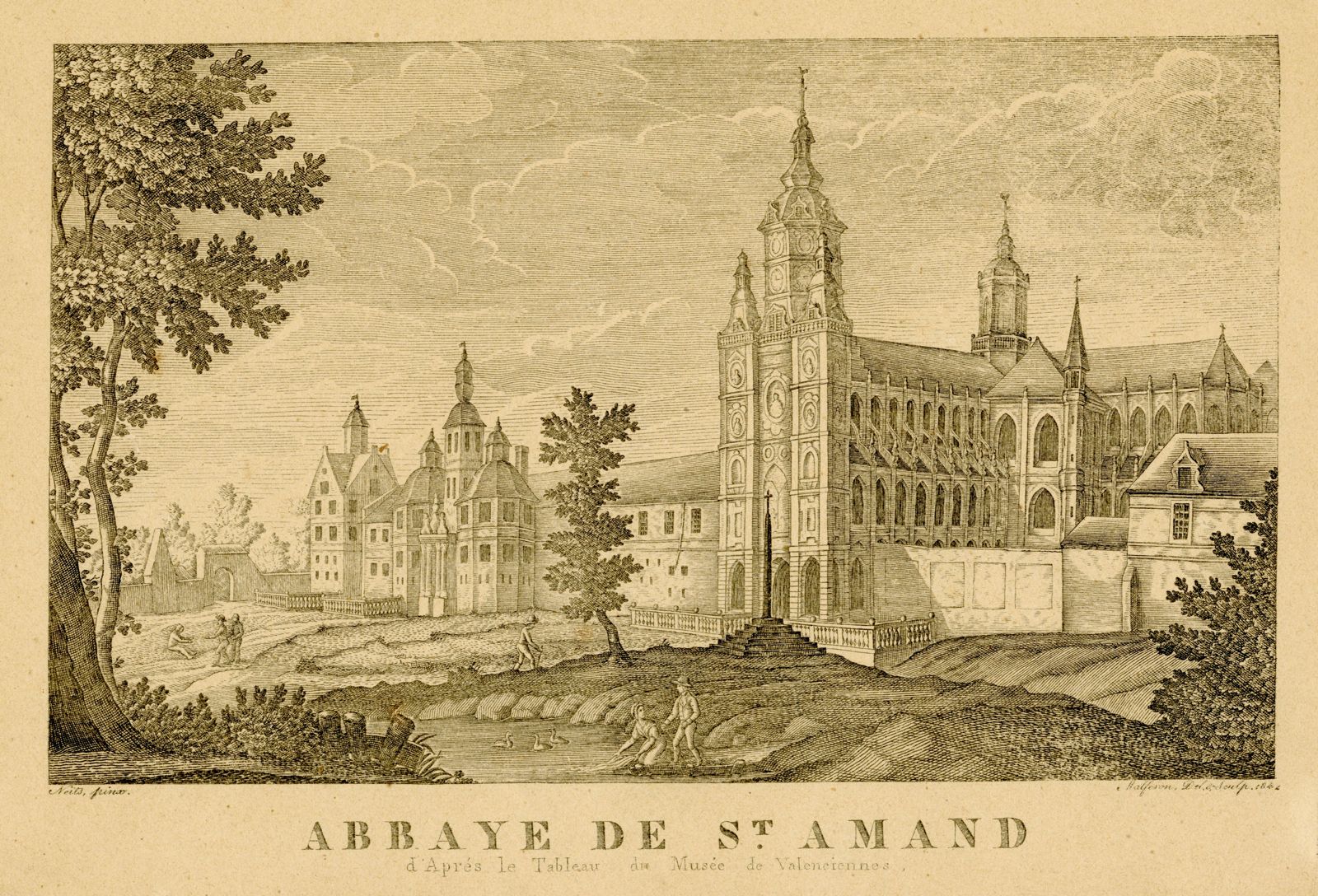 Abbaye de St Amand d’après le tableau du musée de Valenciennes