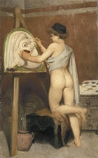 JEUNE PEINTRE PEIGNANT UN MASQUE GREC