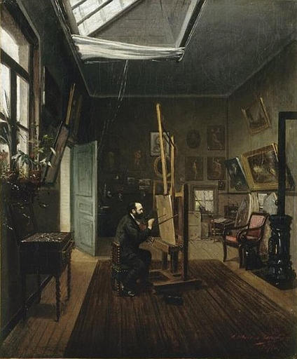 AUGUSTE MOREAU DANS SON ATELIER