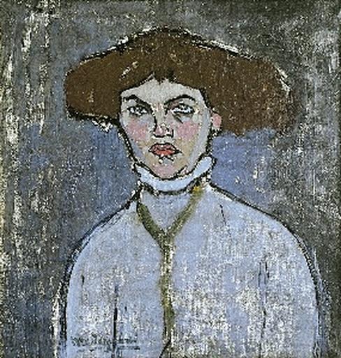 Buste de jeune femme ; Tête de femme au chapeau (Titre attribué) ; Tête de jeune femme (cf. exp. 1975, Paris, Musée Jacquemart-André). (Ancien titre)
