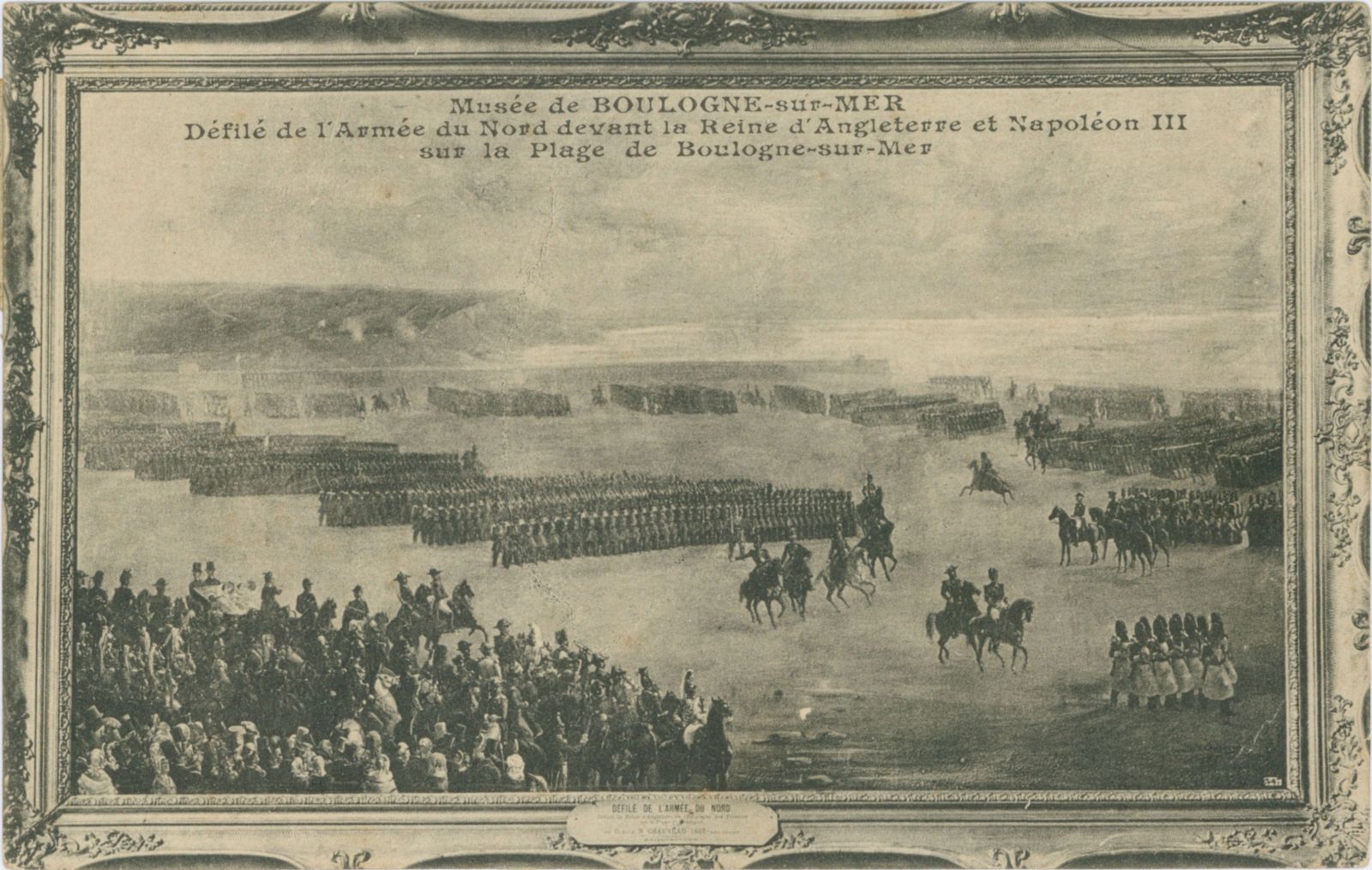 Défilé de l'armée du Nord devant la Reine d'Angleterre et l'Empereur des français en août 1855
