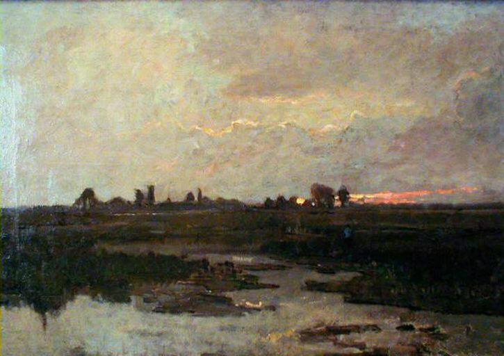 Marais, coucher de soleil