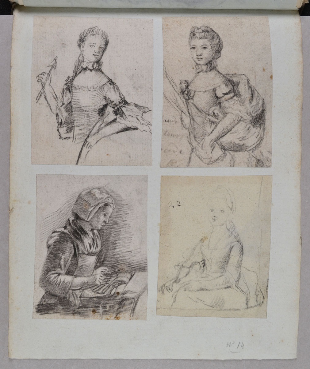 Étude pour le portrait d'une femme assise tenant un chien