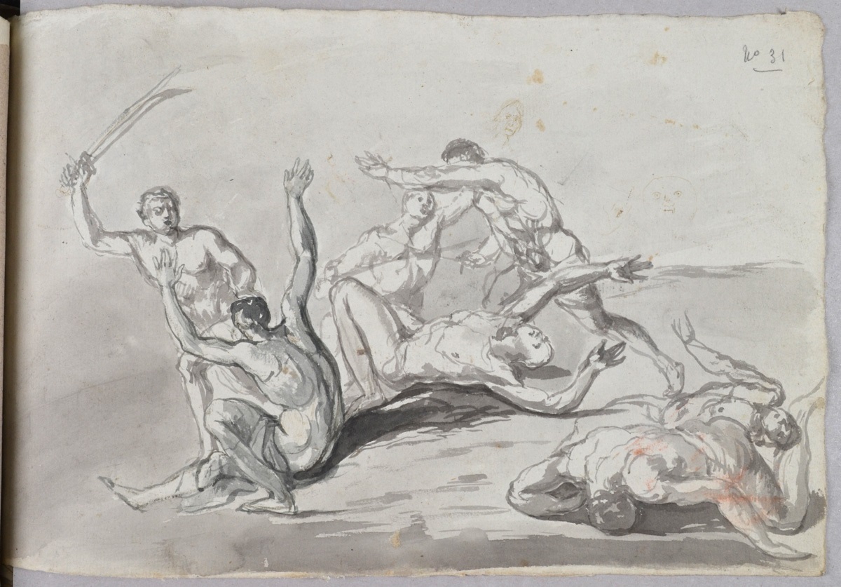 Étude pour une scène de massacre ; Trois académies d'hommes