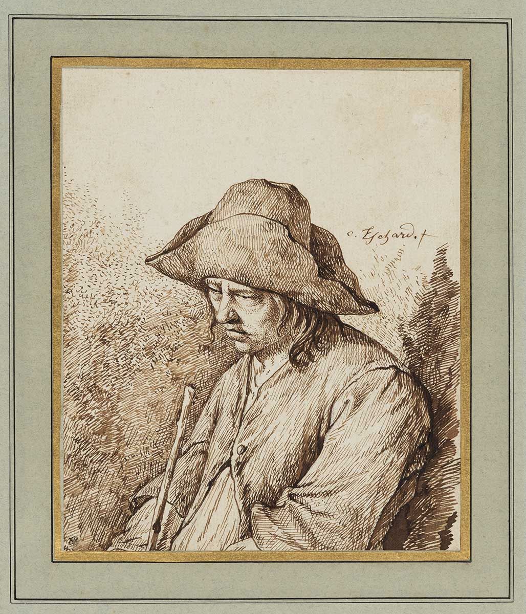 L'Homme pensif ; Paysan en buste tenant un bâton