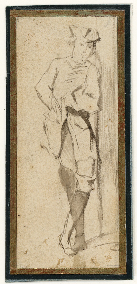 Soldat appuyé contre un mur