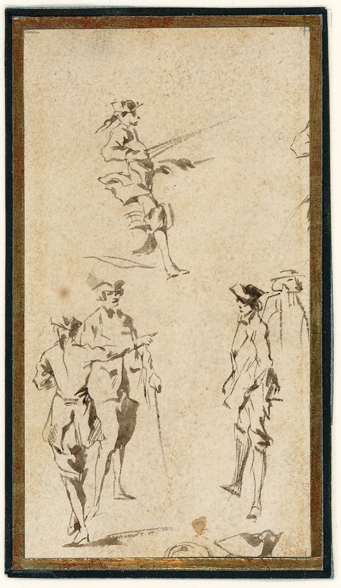 Étude de cavalier et de trois soldats