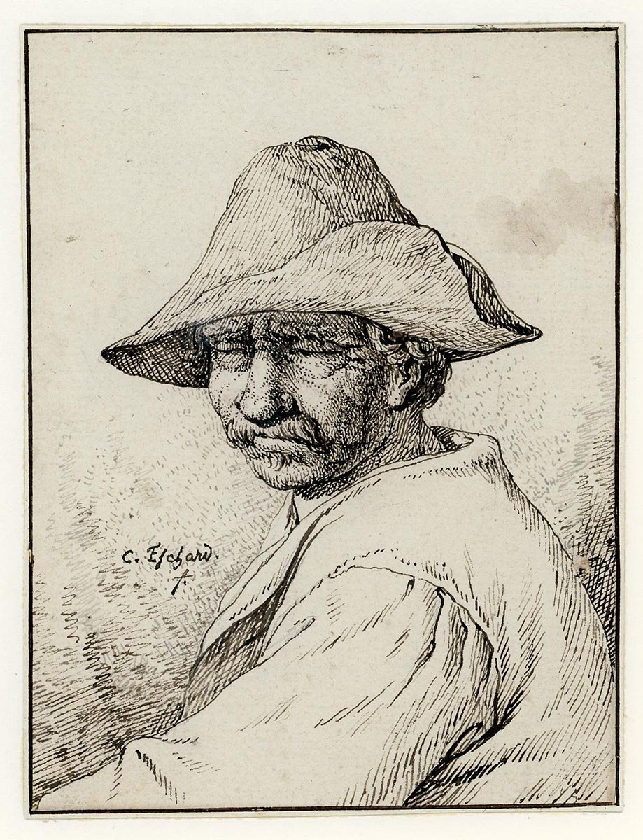 Portrait d'homme. Paysan coiffé d'un chapeau