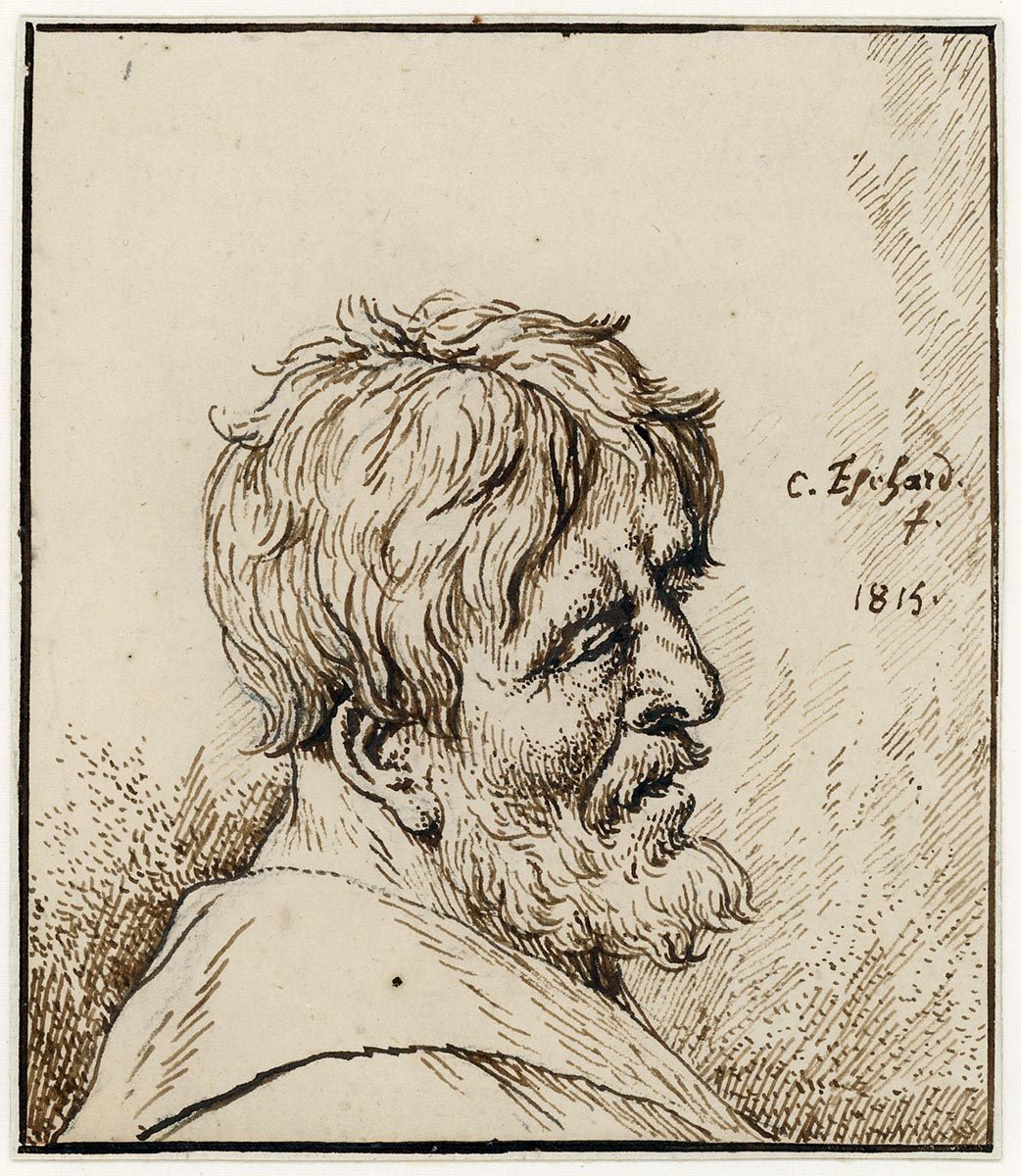 Portrait d'homme. Tête de paysan barbu
