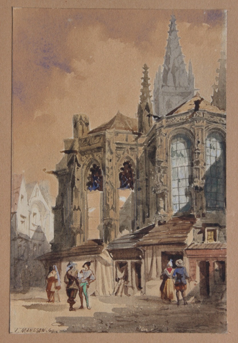 Vue du chevet de l'église Saint-Sauveur à Caen
