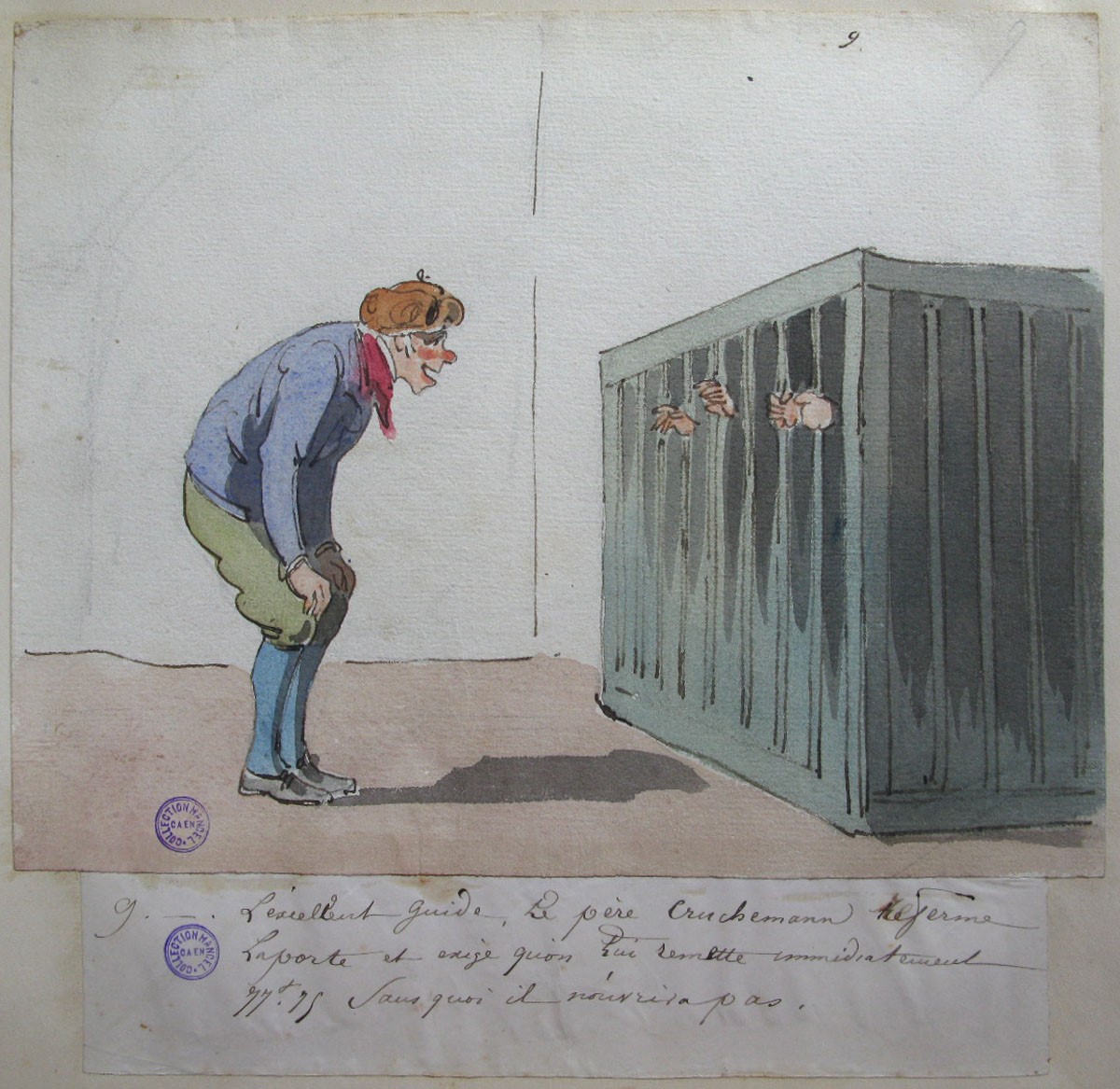 9. L'excellent guide, le père Cruchemann, referme la porte ; Les Aventures de Zénaïde et d'Adalbert au château de Schiffschaffburg (titre factice de la série)