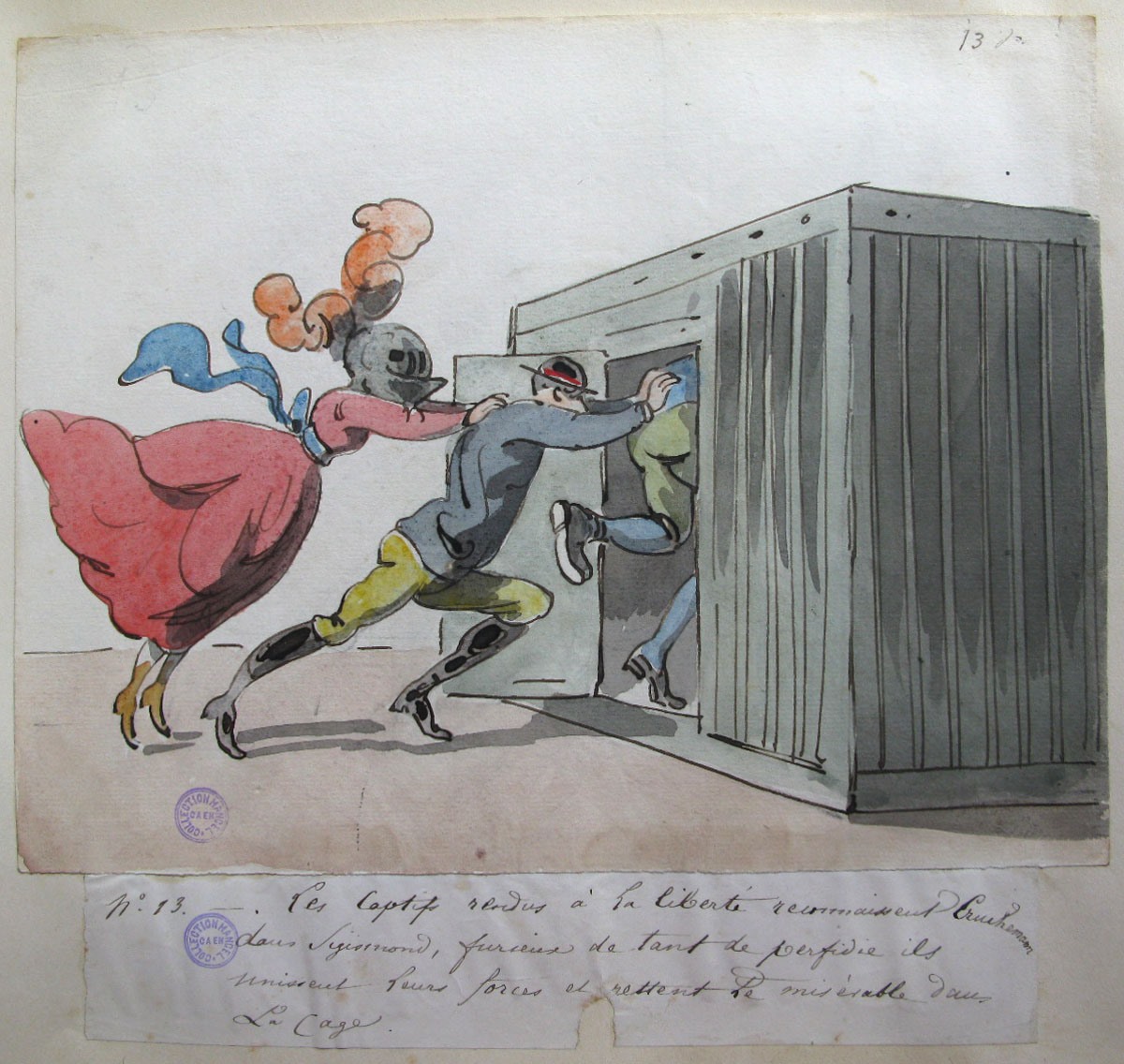 13. Les captifs rendus à la liberté reconnaissent Cruchemann dans Sigismond ; Les Aventures de Zénaïde et d'Adalbert au château de Schiffschaffburg (titre factice de la série)