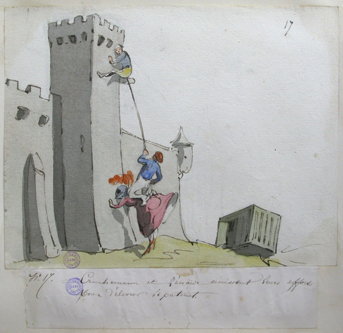 17. Cruchemann et Zénaïde unissent leurs efforts pour délivrer le patient ; Les Aventures de Zénaïde et d'Adalbert au château de Schiffschaffburg (titre factice de la série)