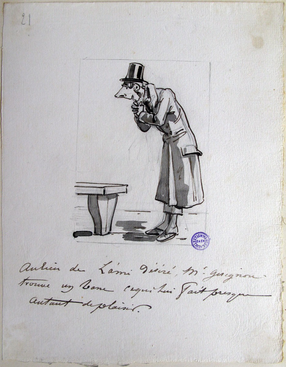 21. Au lieu de l'ami désiré, M. Guignon trouve un banc ; M. Guignon, ou le voyage d'un habitant de Ruffec de Paris (titre factice de la série)