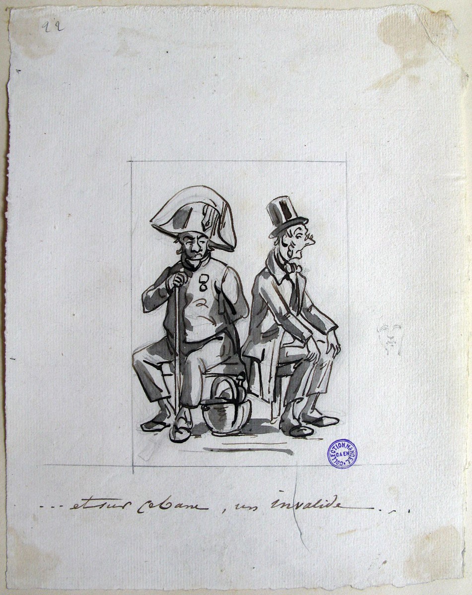 22. Et sur ce banc, un invalide ; M. Guignon, ou le voyage d'un habitant de Ruffec de Paris (titre factice de la série)