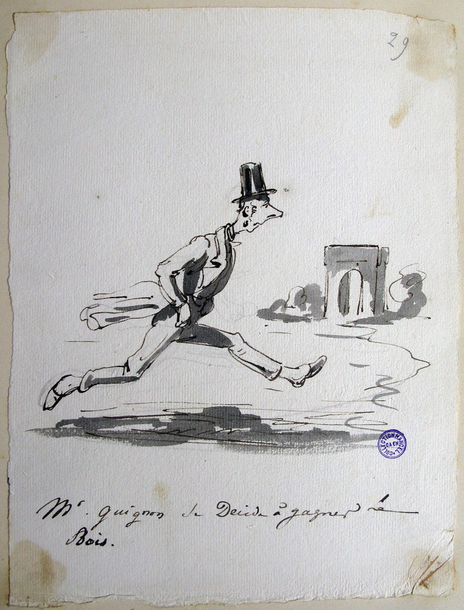 29. M. Guignon se décide à gagner le Bois ; M. Guignon, ou le voyage d'un habitant de Ruffec de Paris (titre factice de la série)