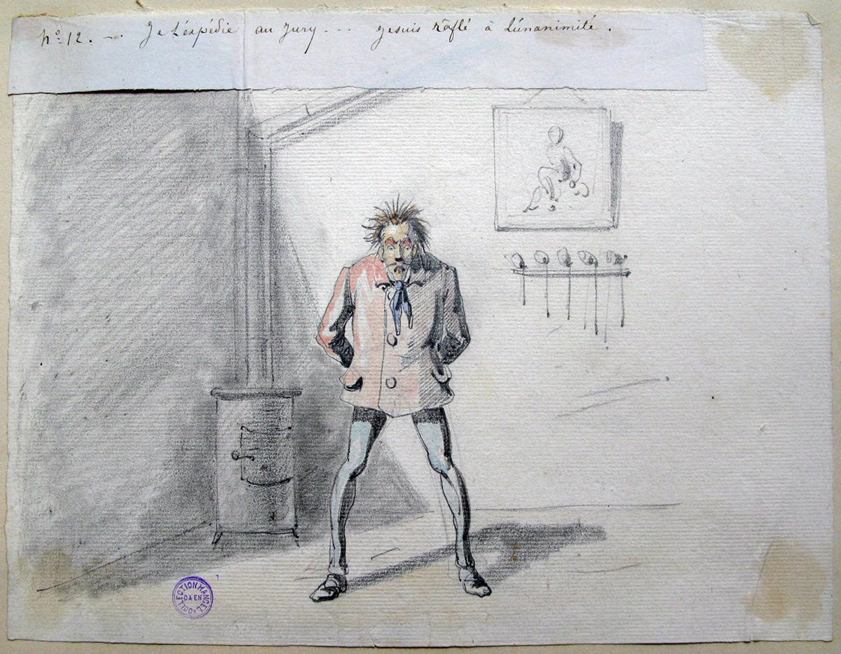 12. Je l'expédie au jury... Je suis râflé à l' unanimité ; Les tribulations d'un apprenti peintre (titre factice de la série)