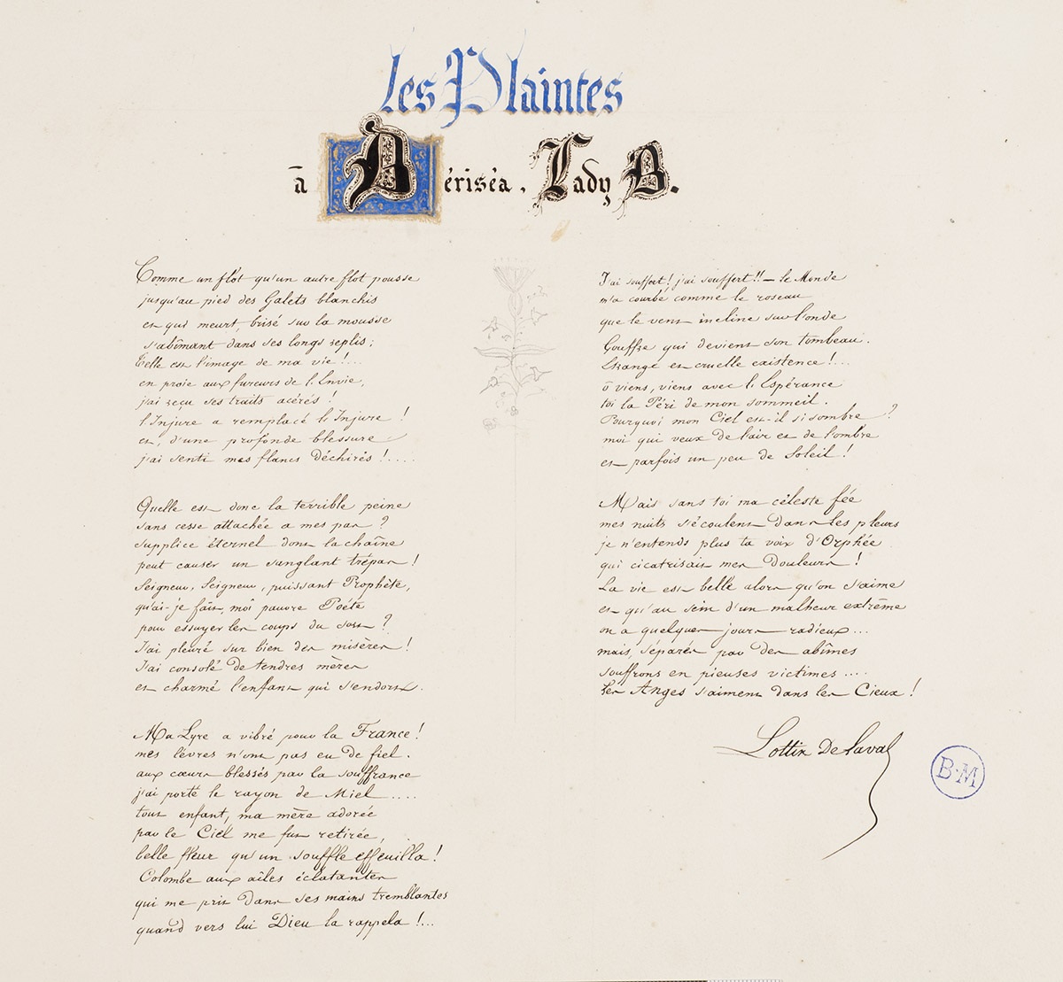 Les Plaintes à Bériséa, lady B.