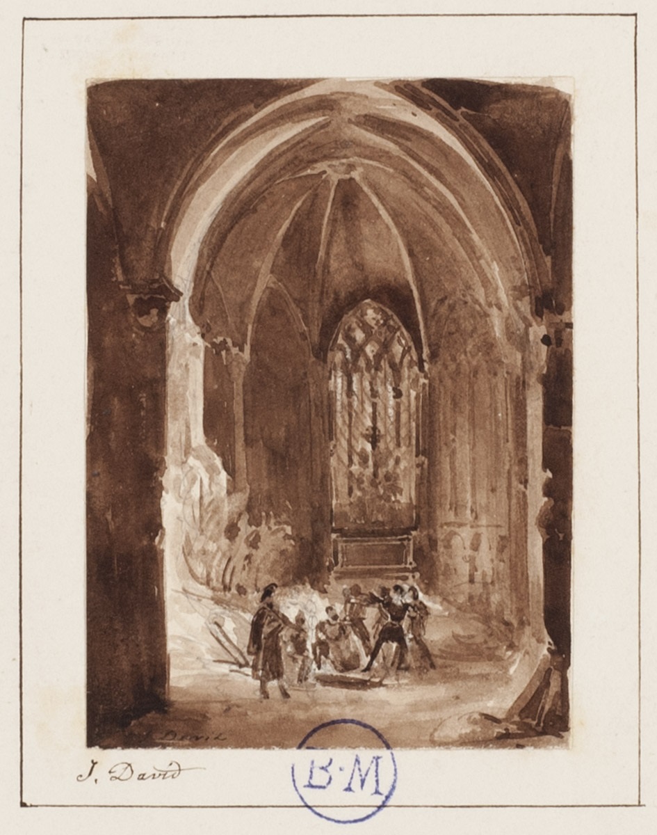 Scène de rixe dans une église