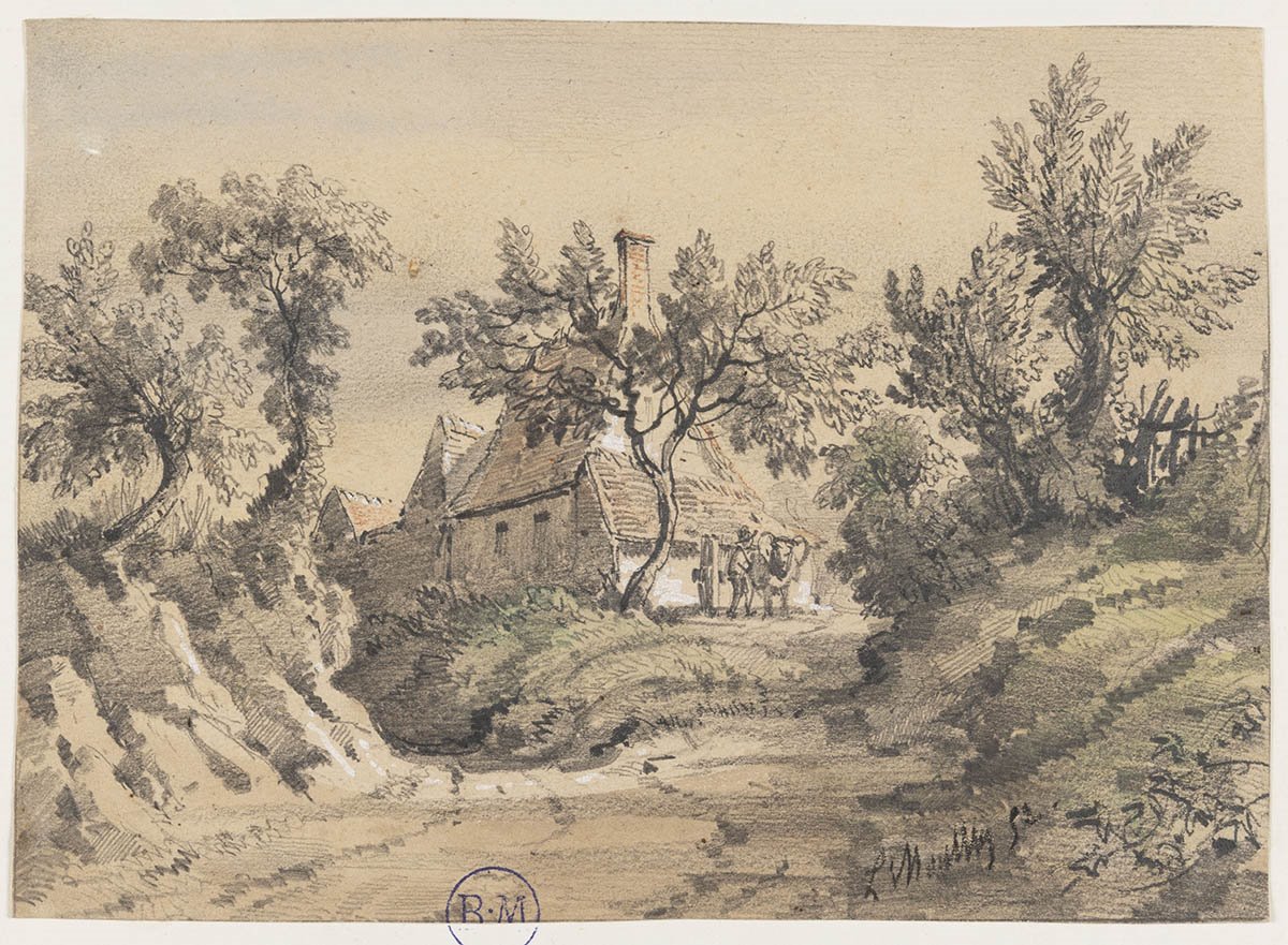 Paysage avec une chaumière
