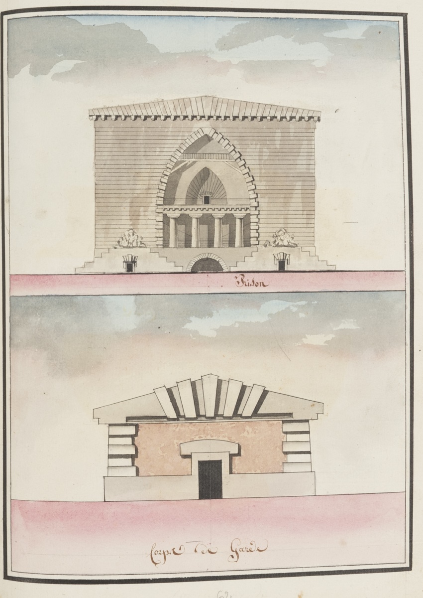 Élévations d'une prison et d'un corps de garde